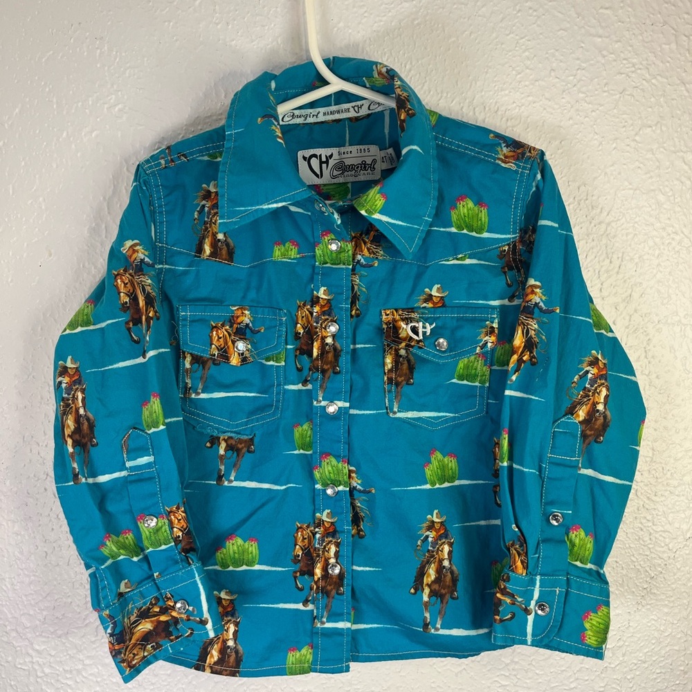 Girls Cowgirl Hardwear Western Cowboy Print Shirt